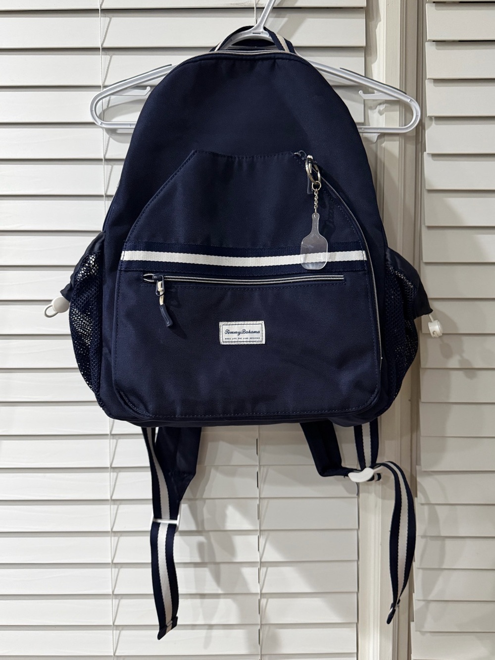 Tommy Bahama Navy and White Striped IsefBackpack! Good Condition 💙🤍